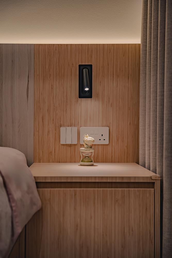 Modern Bedroom with Bedside Table and Small Storage