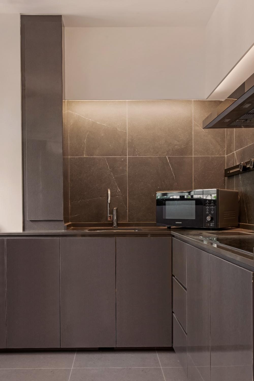 Modern Kitchen with Countertop and Kitchen Accessories
