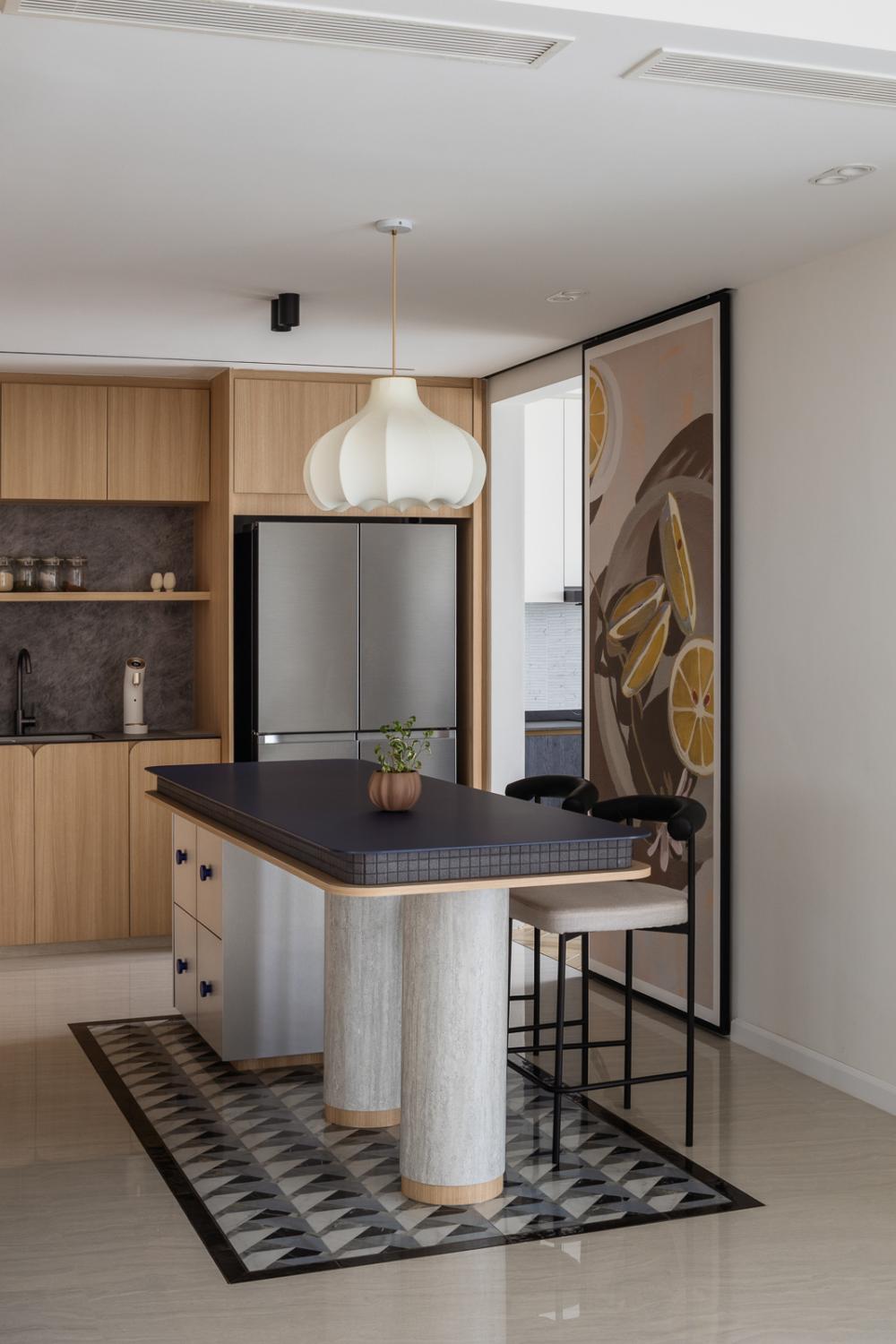 Contemporary Kitchen with Countertop and Kitchen Island