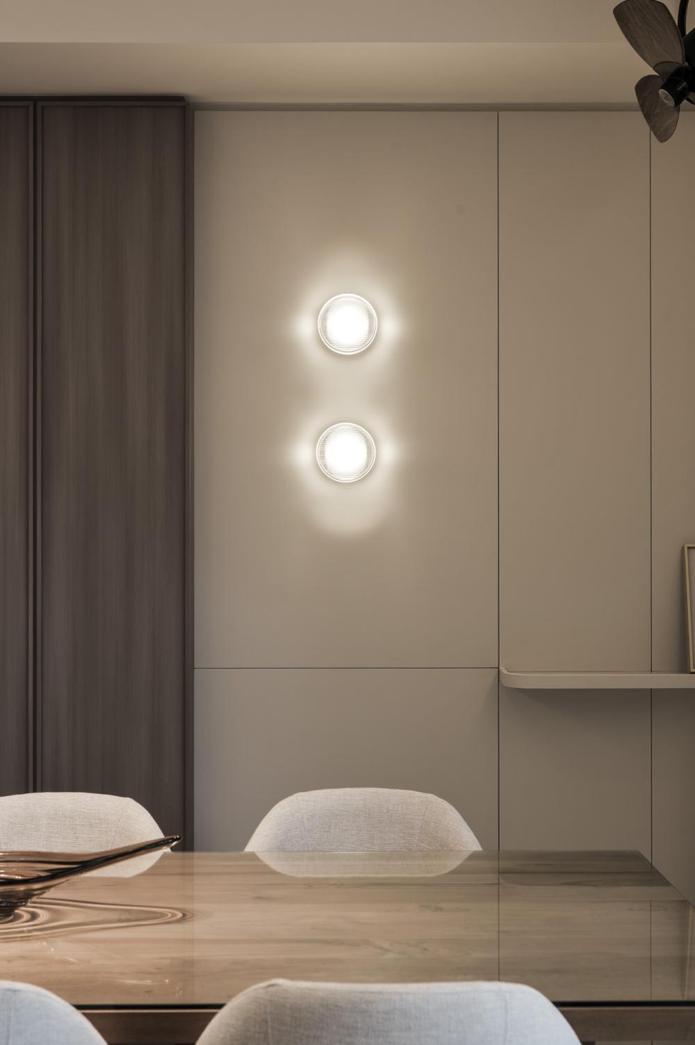Modern Dining Room with Drop Light and Ceiling Fan
