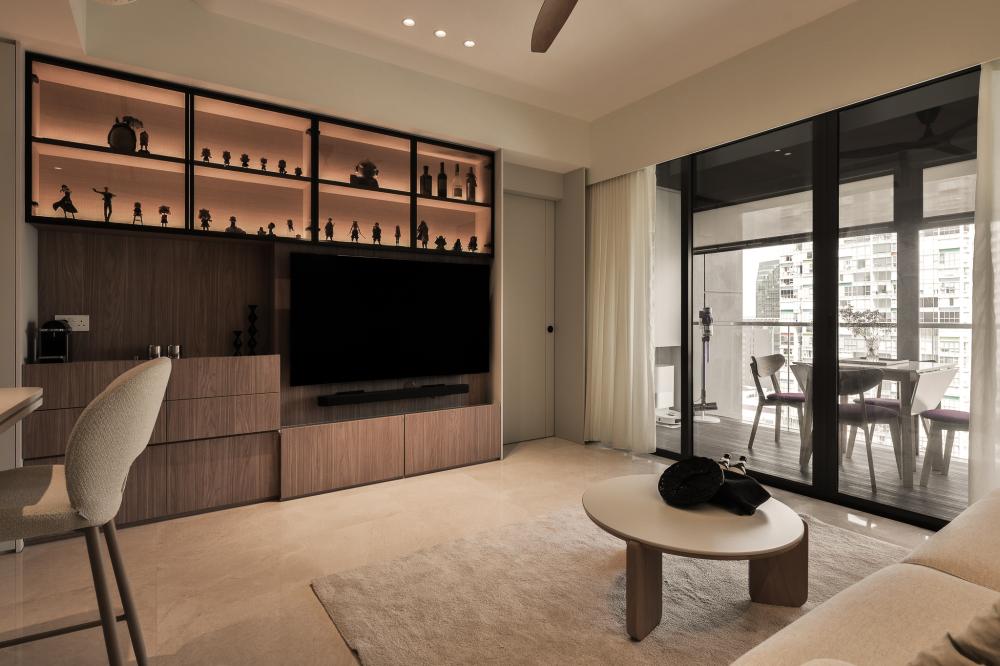 Modern Living Room with Feature Wall and Carpet