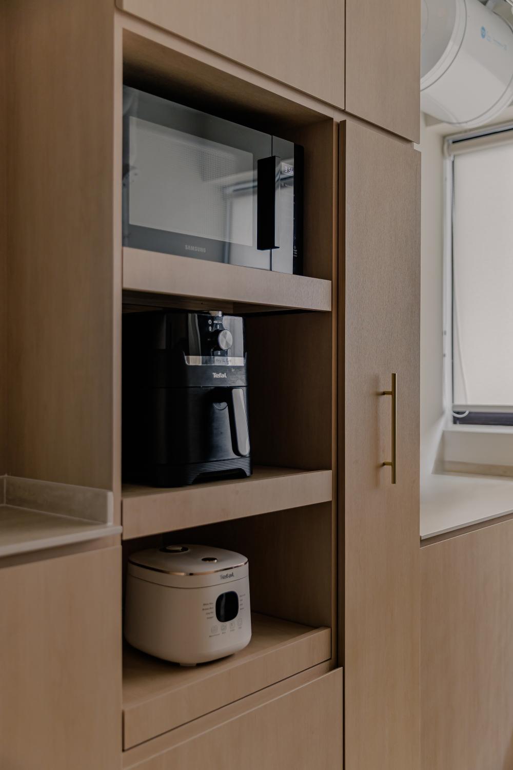 Minimalist Kitchen with Countertop and Kitchen Window