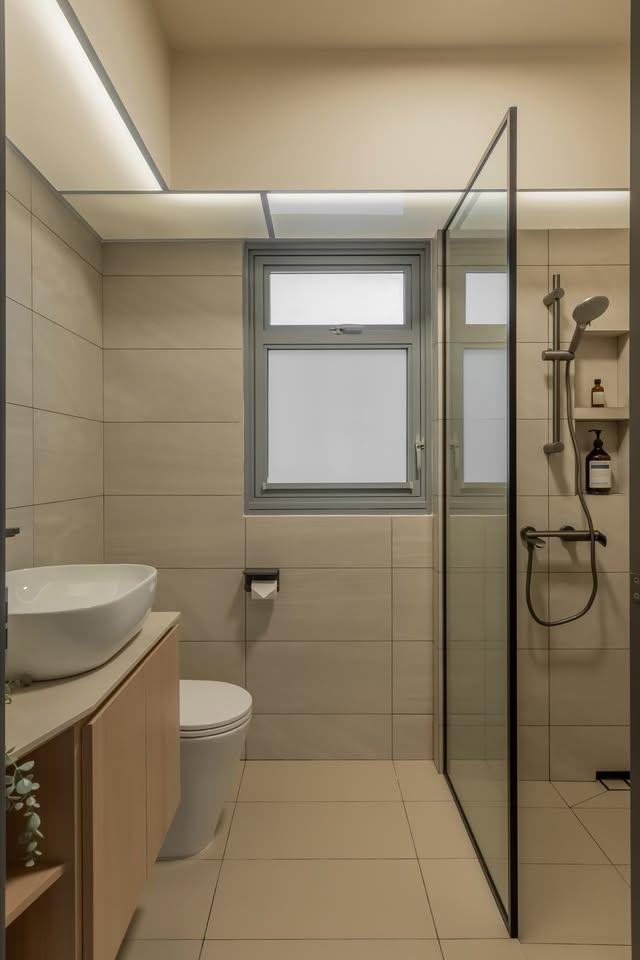 Modern Bathroom with Shower Screen and Showers