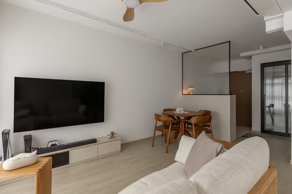 Modern Living Room with Vinyl Flooring and TV Console