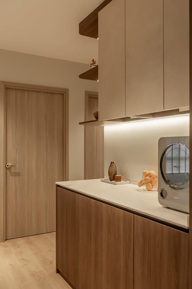 Modern Wine Cellar with Drinkware and Shelving Units