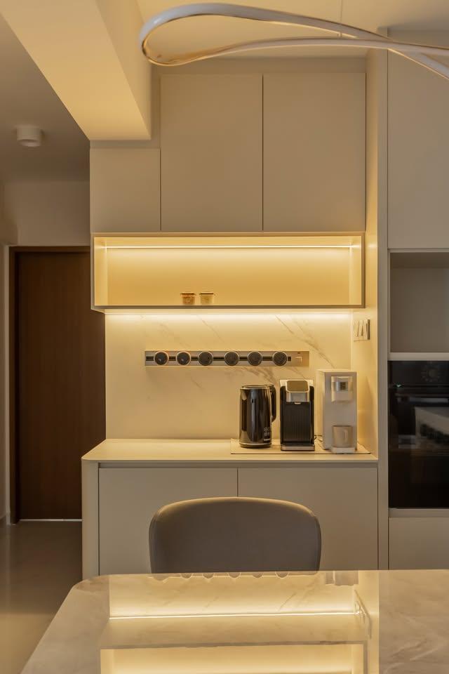 Modern Wine Cellar with Drinkware and Shelving Units