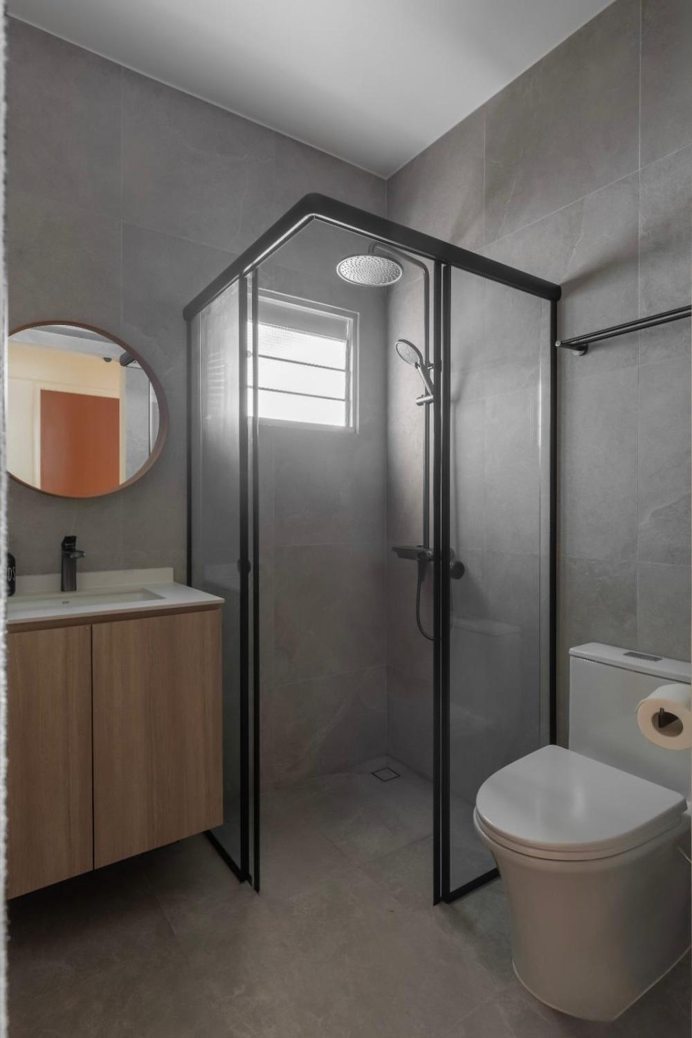 Modern Bathroom with Mirror and Shower Screen