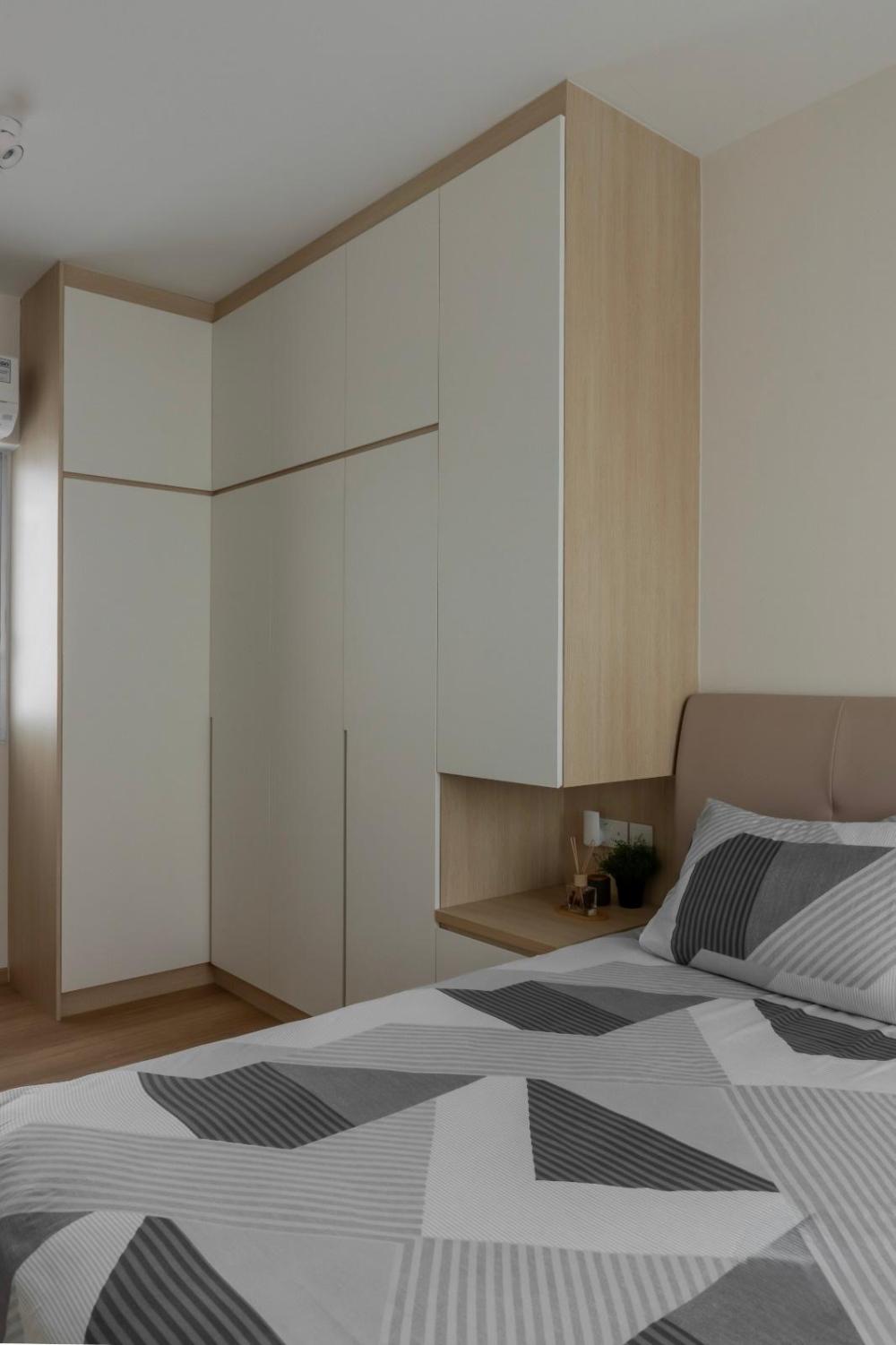 Modern Bedroom with Wardrobe and Bedside Table