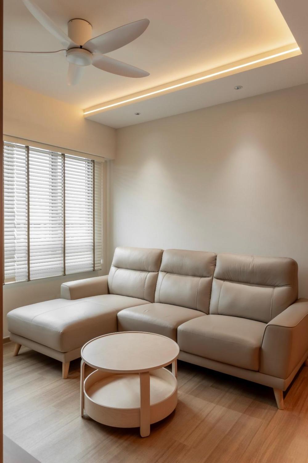 Modern Living Room with Vinyl Flooring and Cove Lighting