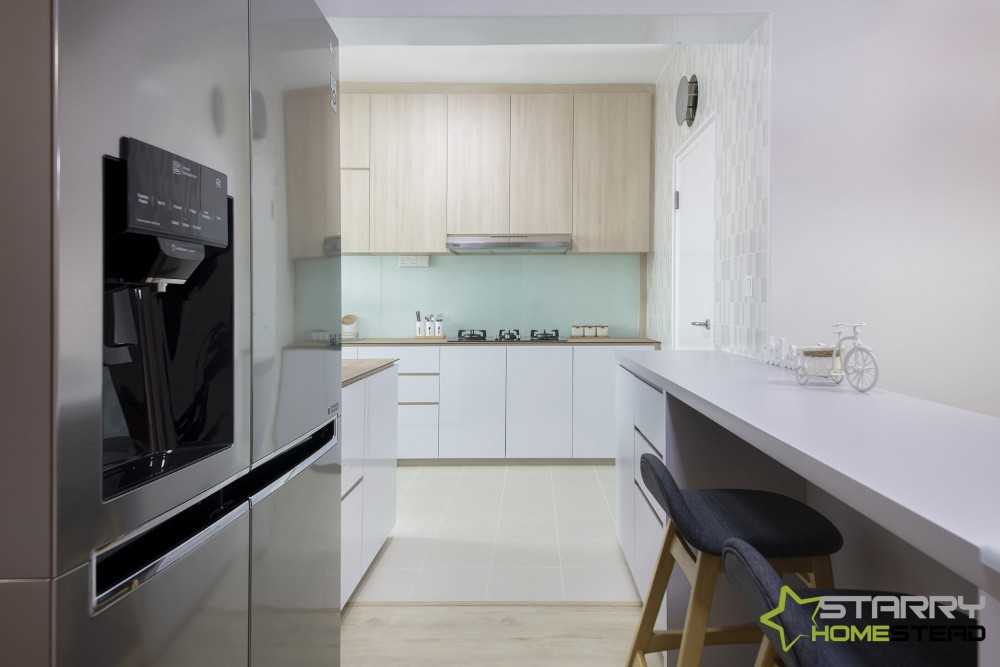 Scandinavian Kitchen with Breakfast Counter and Kitchen Cabinets