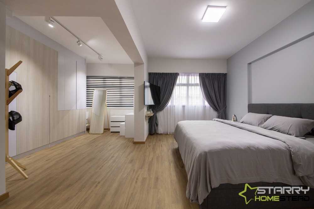 Scandinavian Bedroom with Wardrobe and Coat Rack