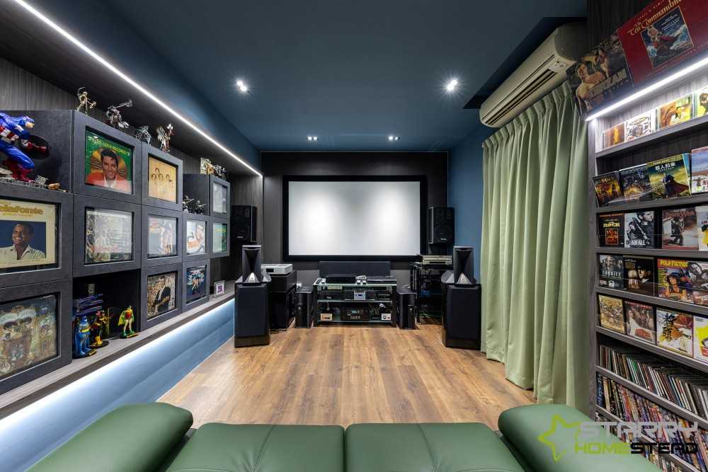 Modern Home Theatre with Sofa and Storage Cabinets