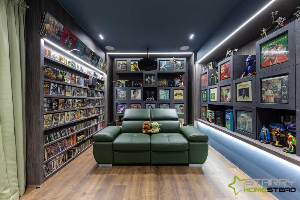 Modern Home Theatre with TV Console and Sofa