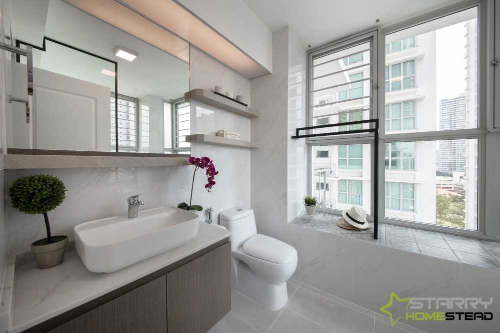 Scandinavian Bathroom with Mirror and Vanity Counter