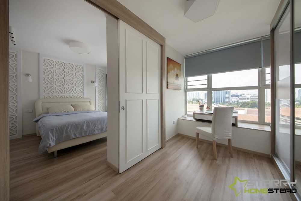 Scandinavian Bedroom with Feature Wall and Bay Window