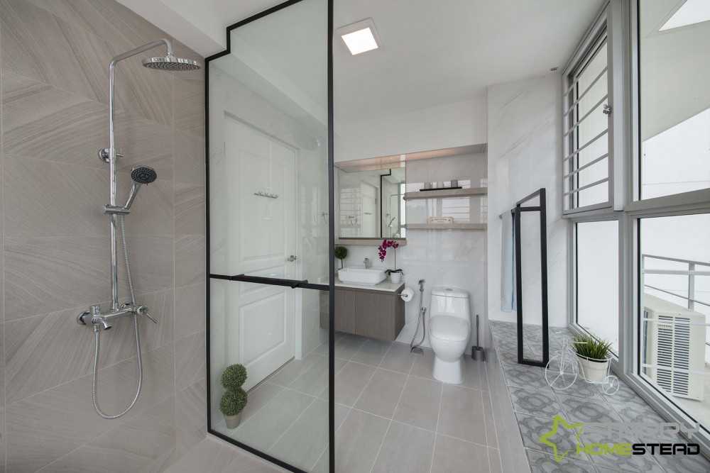 Scandinavian Bathroom with Mirror and Vanity Counter