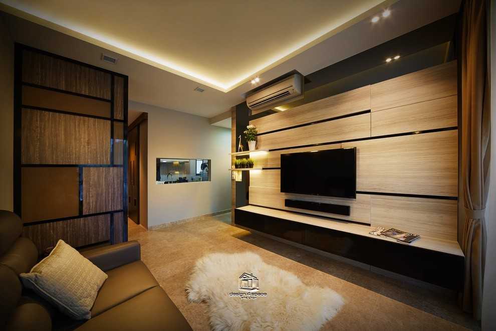 Contemporary Living Room with TV Console and Carpet