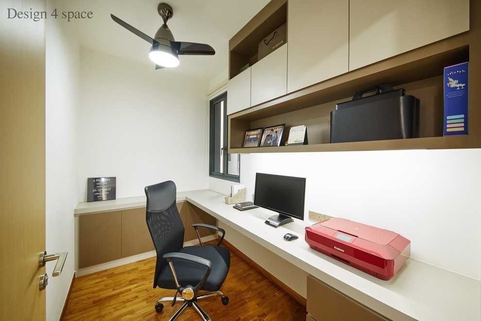 Contemporary Study with Desk and Storage Cabinets