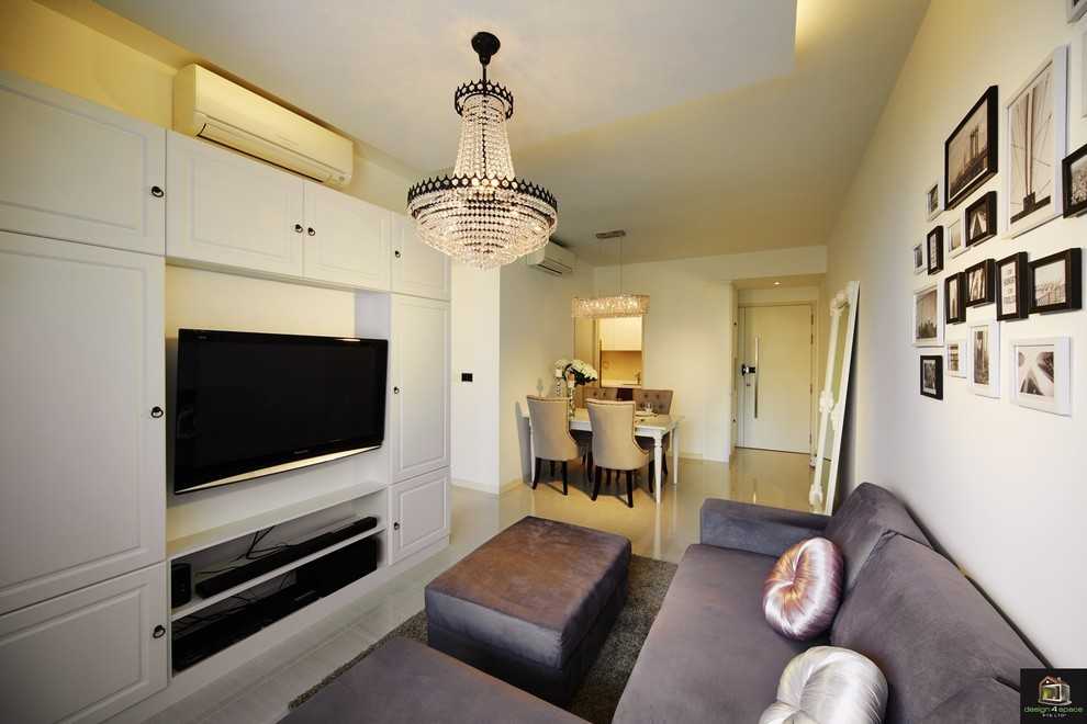 Contemporary Living Room with Feature Wall and Sofa