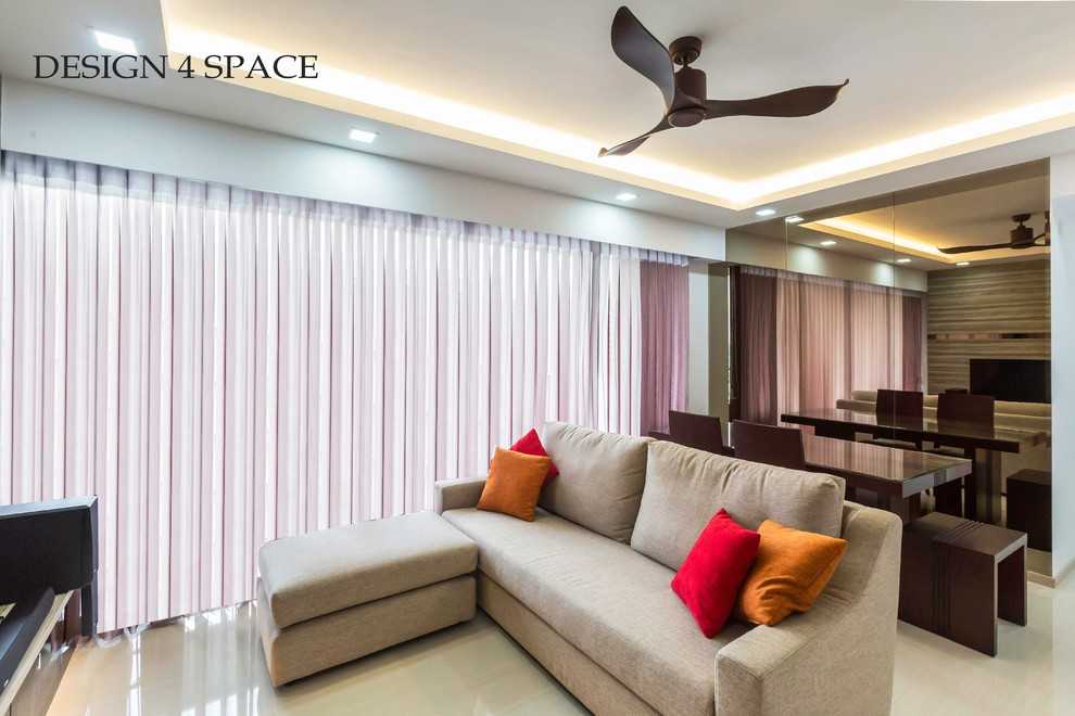 Modern Living Room with Wood Flooring and TV Console