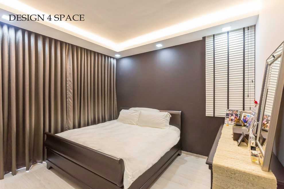 Modern Bedroom with Platform Bed and Vinyl Flooring