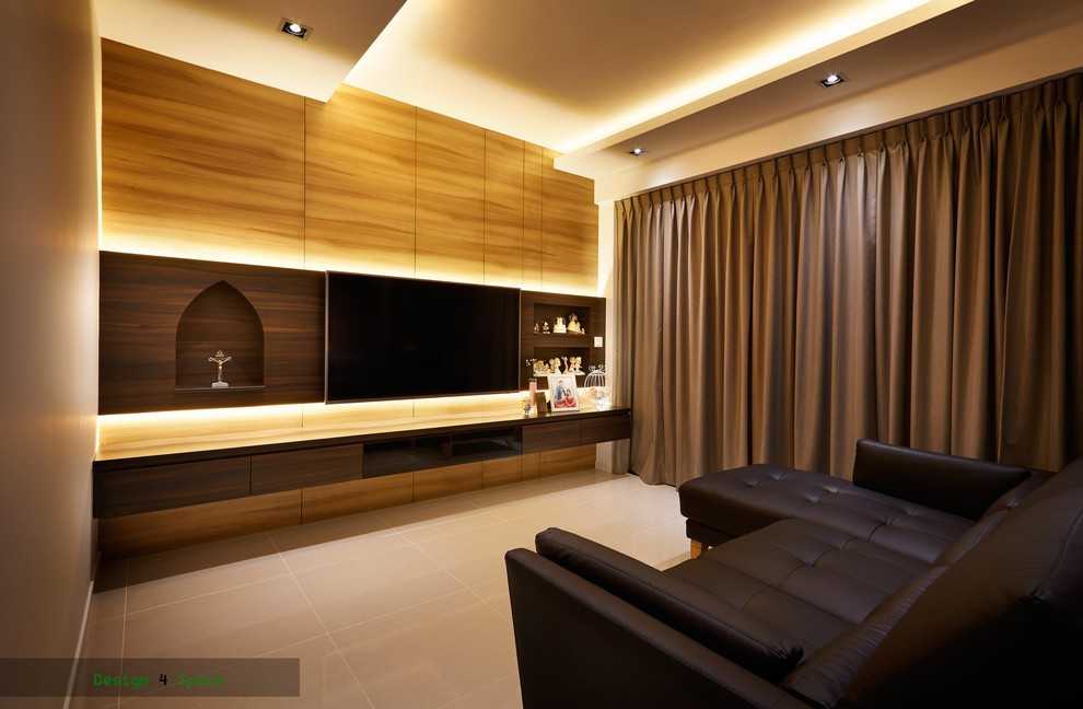 Asian Living Room with Sofa and TV