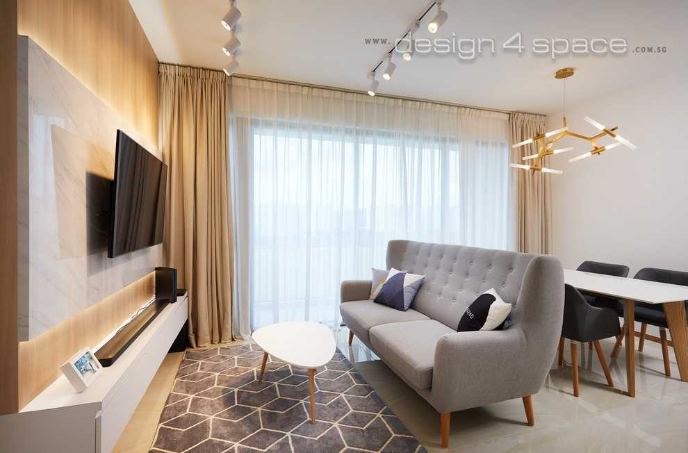 Modern Living Room with Vinyl Flooring and Granite Floor
