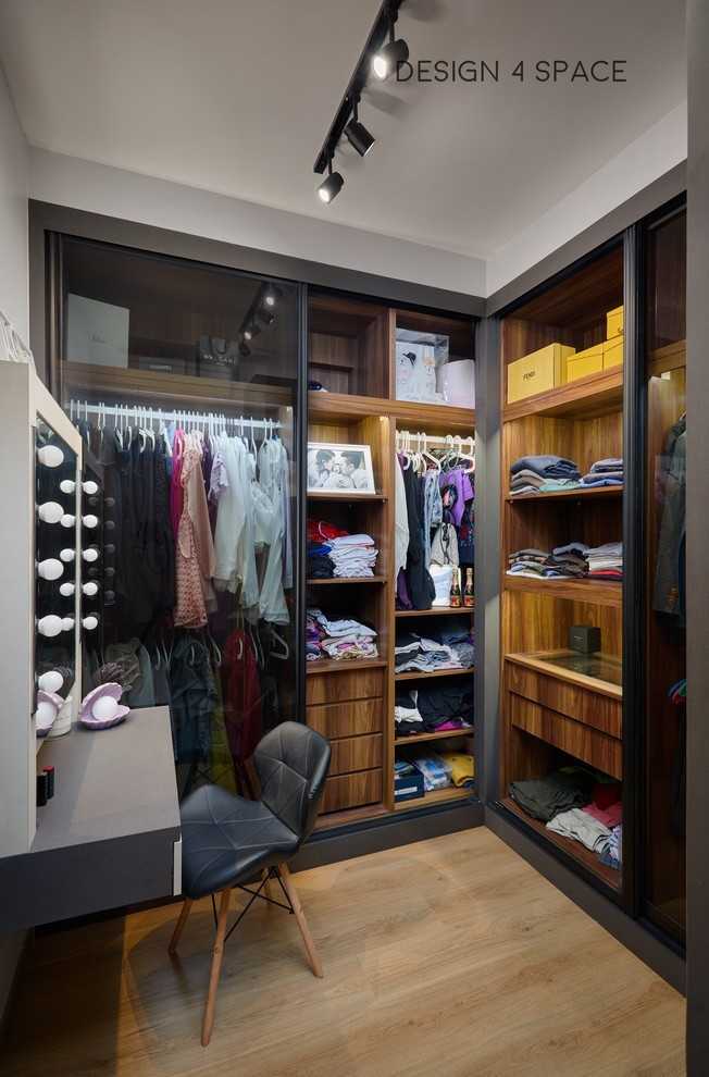 Modern Walk-in Wardrobe with Mirror and Wardrobe