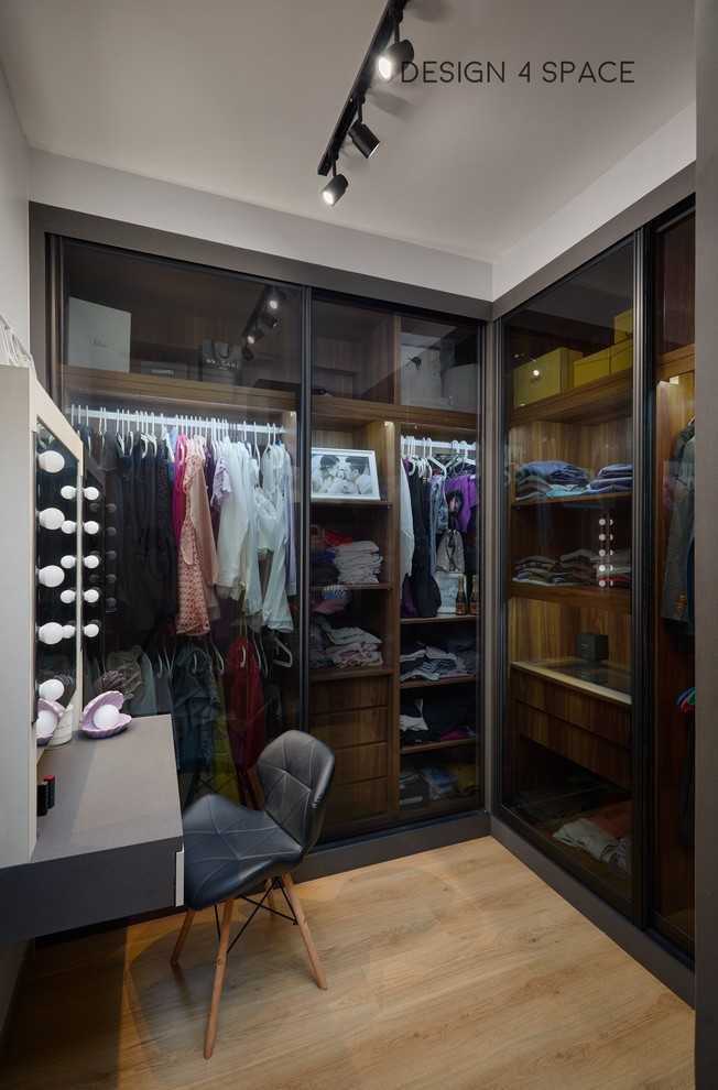 Modern Walk-in Wardrobe with Mirror and Wardrobe