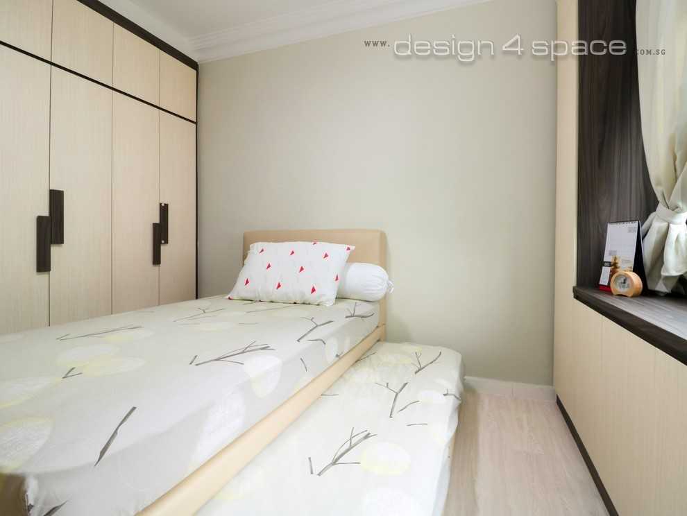 Contemporary Bedroom with Platform Bed and Homogeneous Tiles