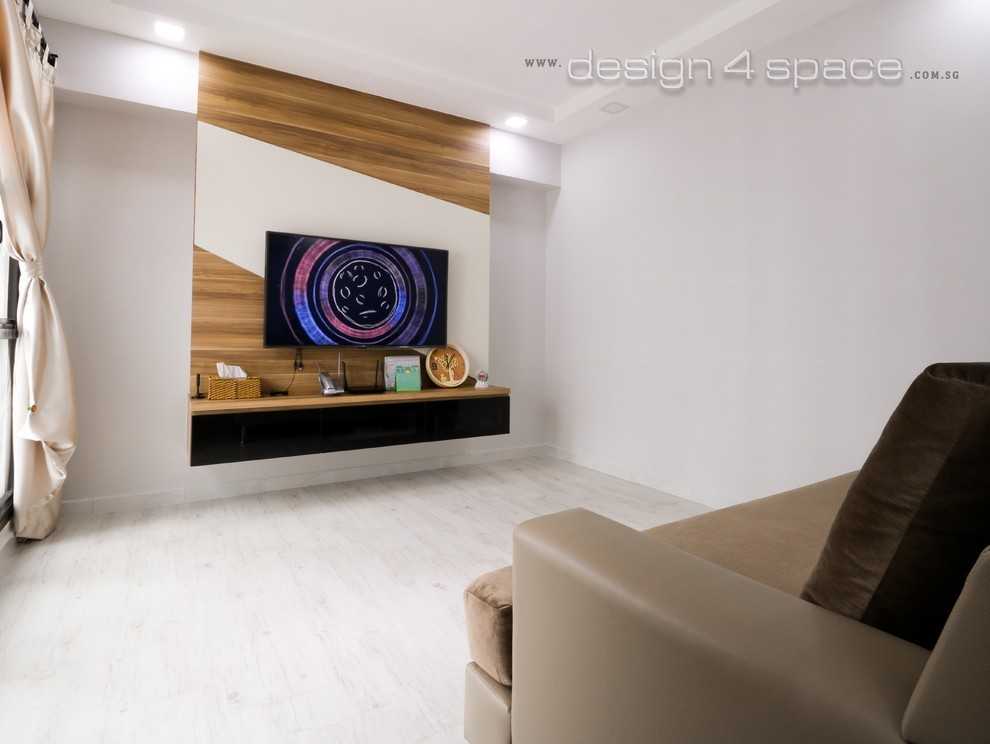 Contemporary Living Room with Wood Flooring and TV Console