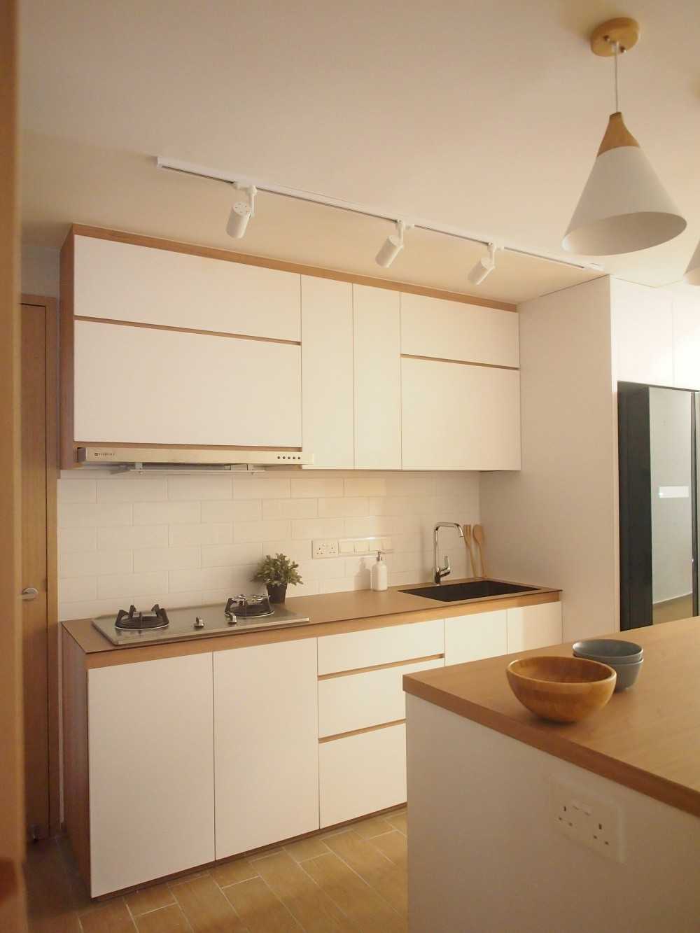 Scandinavian Kitchen with Countertop and Kitchen Island