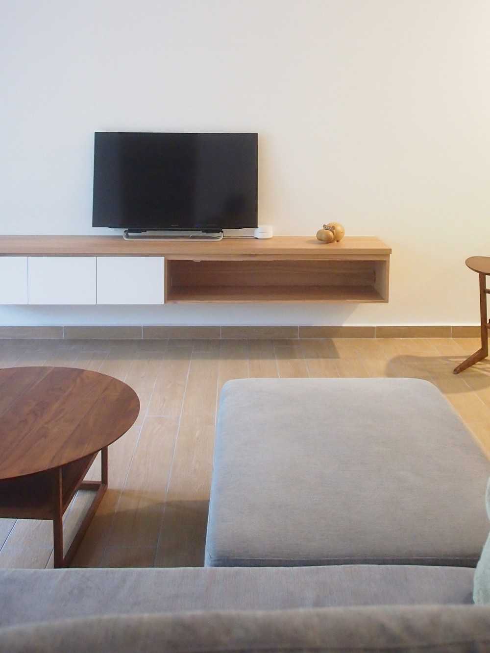 Scandinavian Living Room with TV Console and Sofa