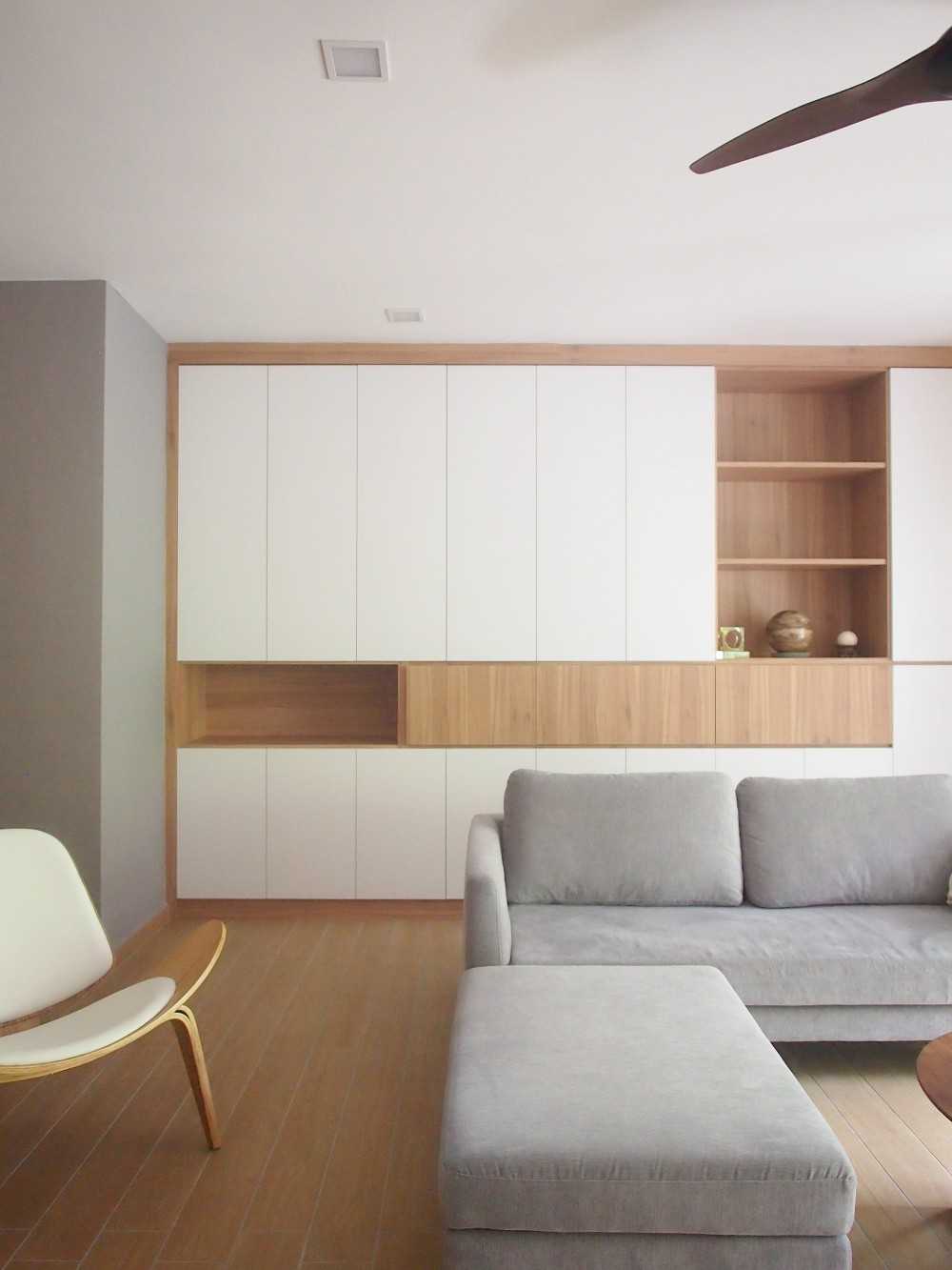 Scandinavian Living Room with TV Console and Downlights