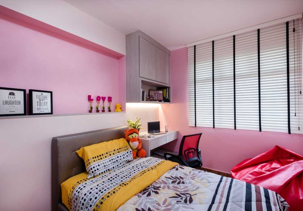 Contemporary Bedroom with Vinyl Flooring and Storage Cabinets