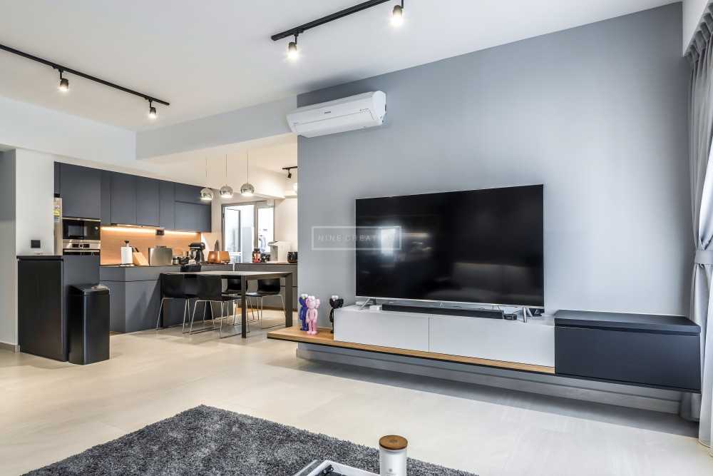 Contemporary Living Room with Settee and TV Console
