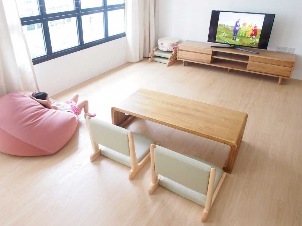Scandinavian Living Room with TV Console and Sofa