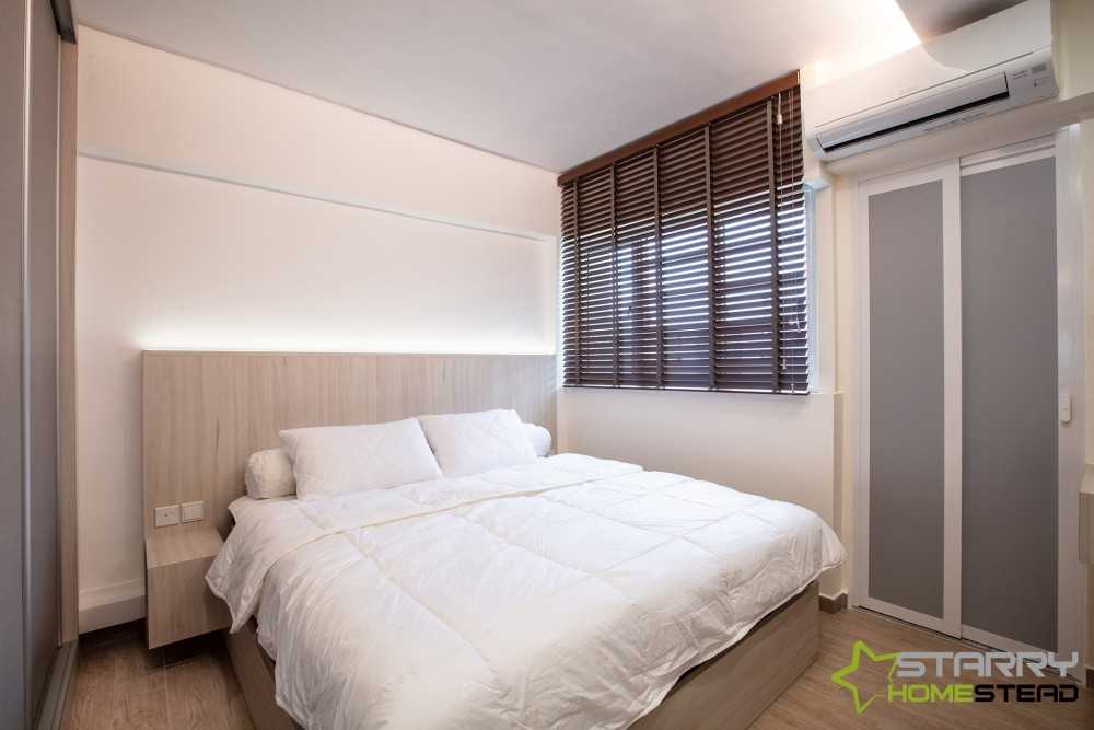 Modern Bedroom with Window Shutters and Bed