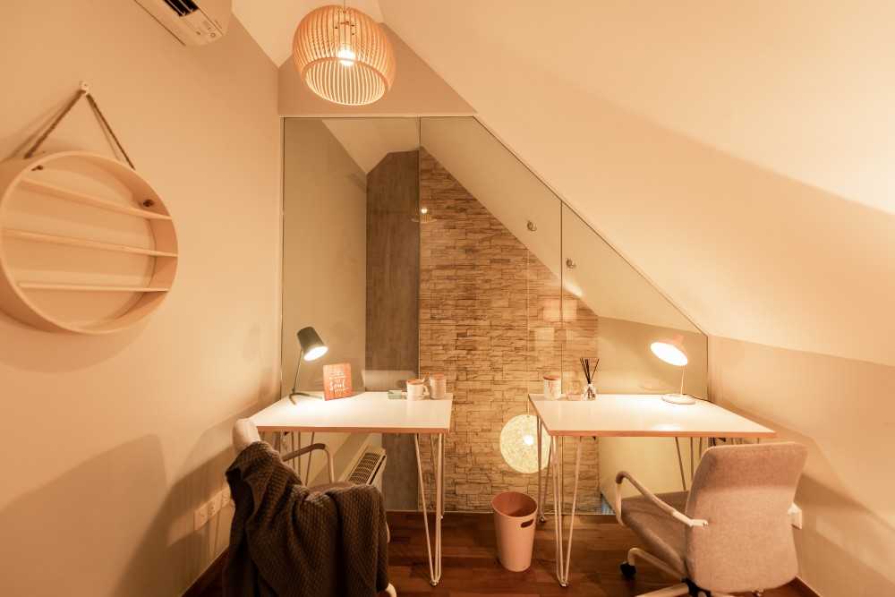 Scandinavian Study with Drop Ceiling and Desk