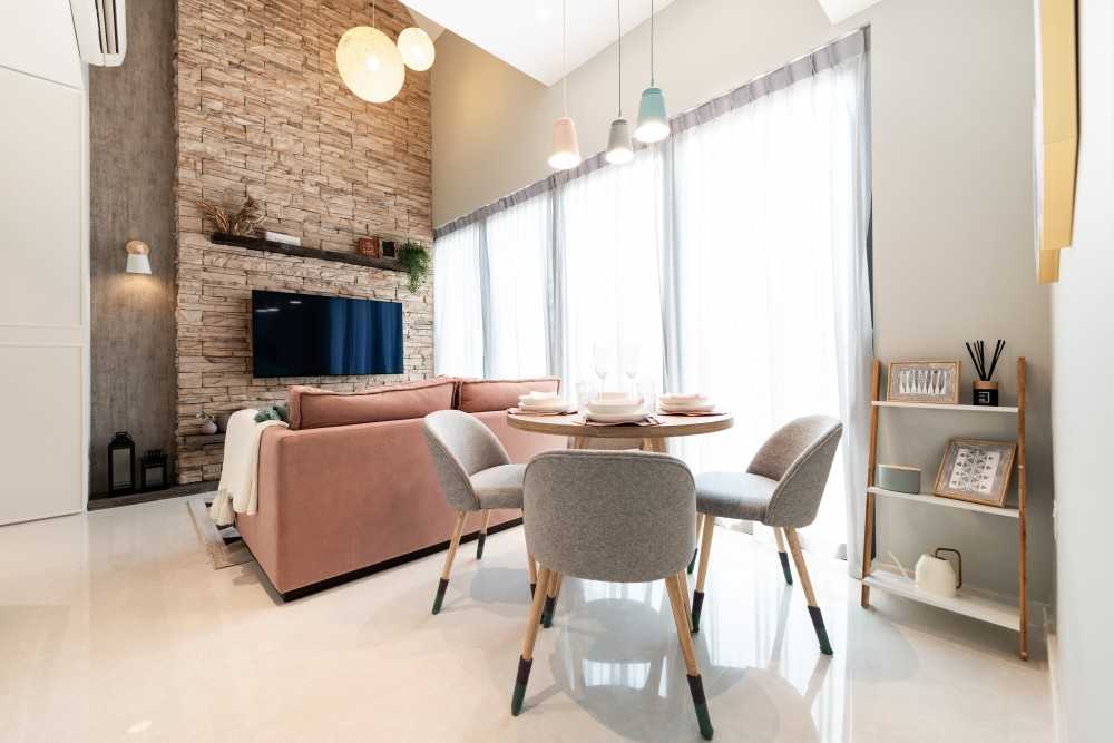 Scandinavian Living Room with Bookshelf and TV Console