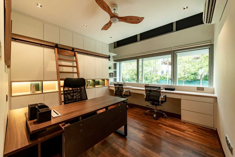 Contemporary Study with Bookshelf and Desk