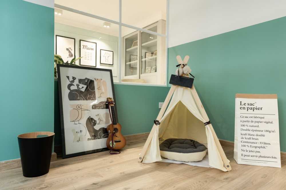 Scandinavian Kids Room with Bookshelf and Toys