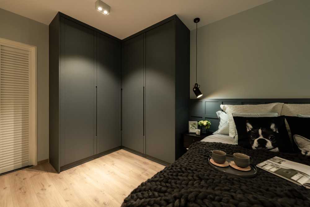Scandinavian Bedroom with Vinyl Flooring and Wardrobe