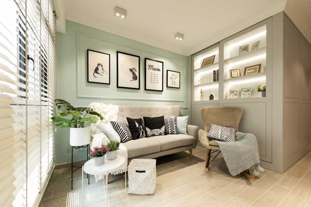 Scandinavian Bedroom with Bookshelf and Cove Lighting
