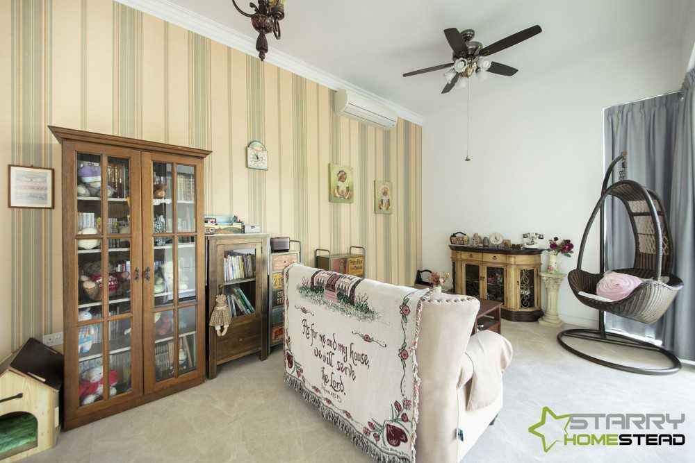 Country Living Room with Wallpaper and Sofa