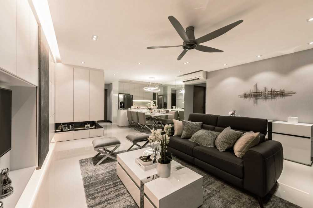 Modern Living Room with TV Console and Feature Wall