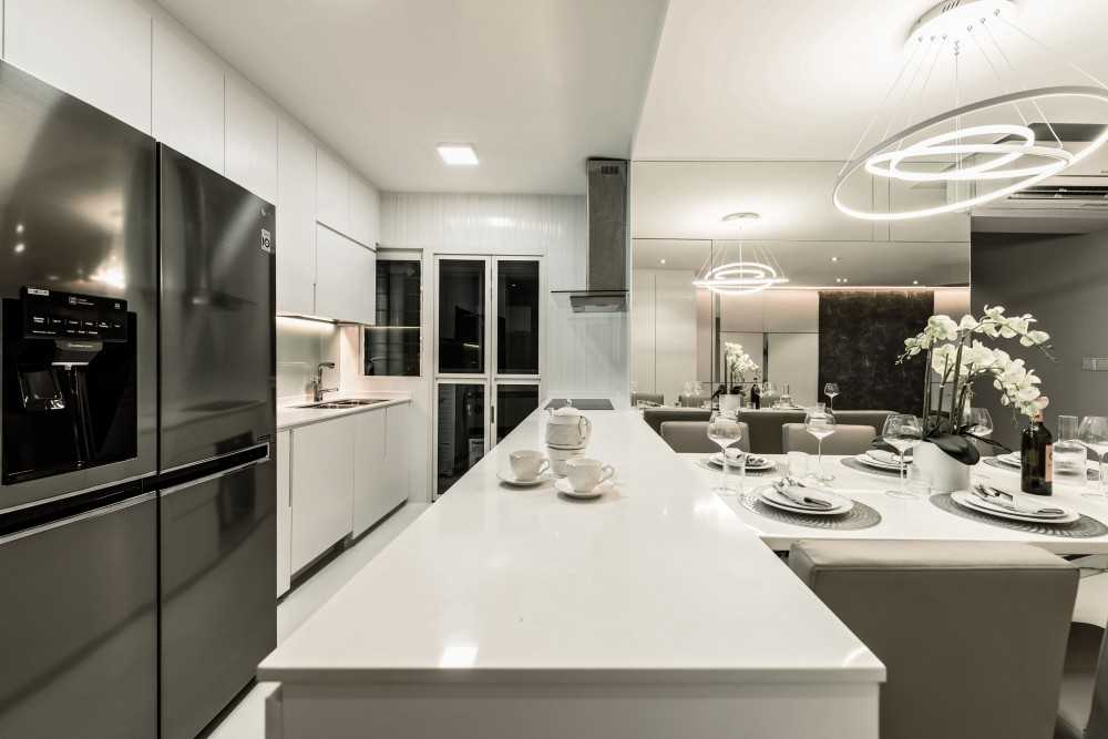 Modern Kitchen with Countertop and Kitchen Window