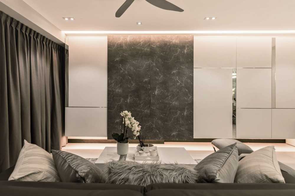 Modern Living Room with TV Console and Feature Wall
