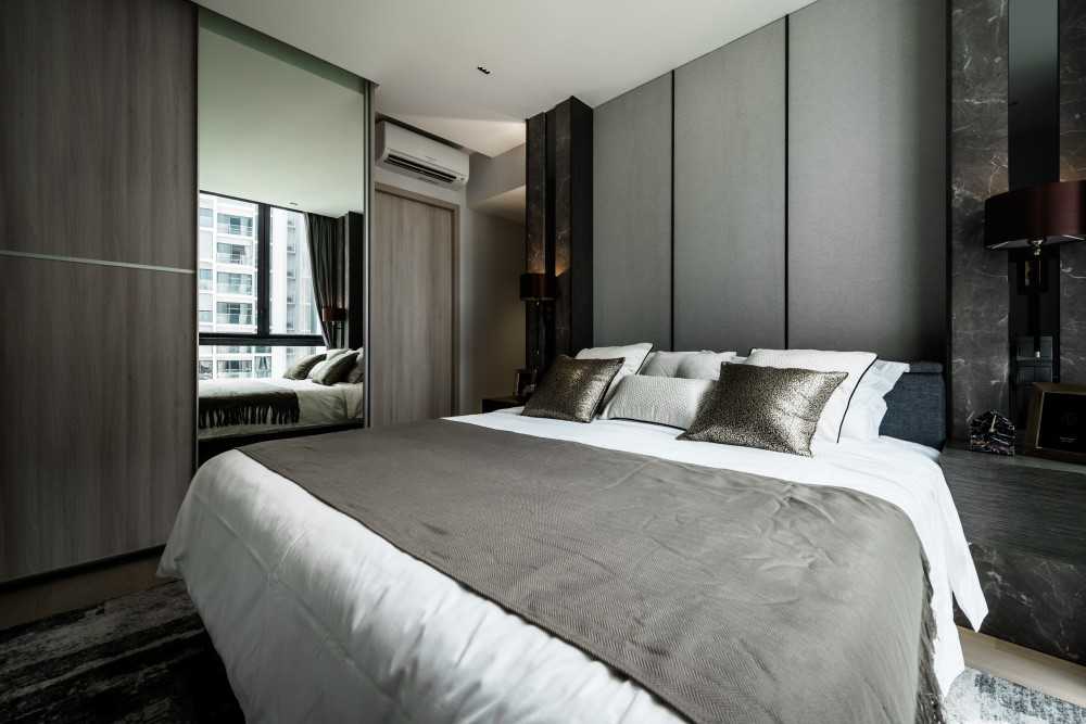 Asian Bedroom with Cove Lighting and Wardrobe