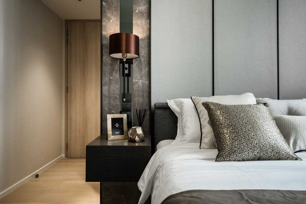 Asian Bedroom with Closet and Bedside Table